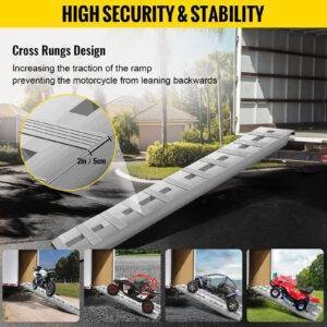 VEVOR 60''x12'' Aluminum Ramps 6500Lbs Car Trailer Truck 1 Pair Ramps Hook End-safetyairbag.com