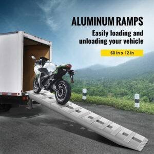 VEVOR 60''x12'' Aluminum Ramps 6500Lbs Car Trailer Truck 1 Pair Ramps Hook End-safetyairbag.com