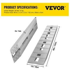 VEVOR 60''x12'' Aluminum Ramps 6500Lbs Car Trailer Truck 1 Pair Ramps Hook End-safetyairbag.com