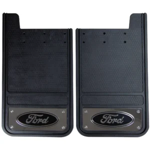 PlastiColor Ford 12” x 23” Heavy Duty Universal Fit Automotive Rear Mud Guards, Black, 1 Pair